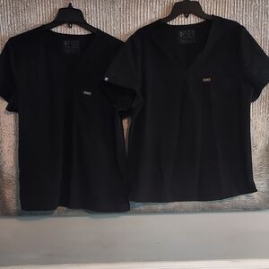 Figs Classic Set Of Two Black V-Neck Scrub Tops Sz-XL